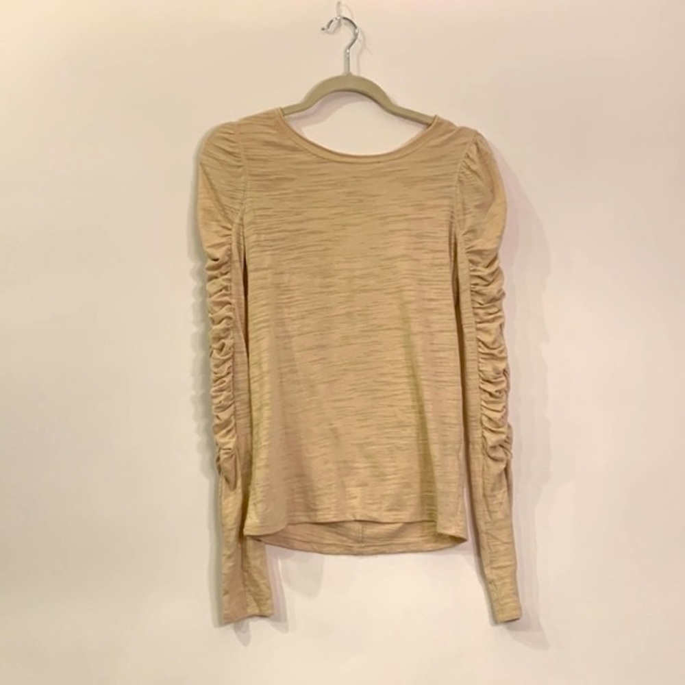 Free People Natasha Rushed-Sleeve t-shirt sand size XS